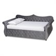 Baxton Studio Abbie Gray Velvet and Crystal Tufted Queen Size Wood Daybed