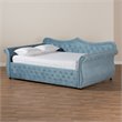 Baxton Studio Abbie Light Blue Velvet and Crystal Tufted Full Size Wood Daybed