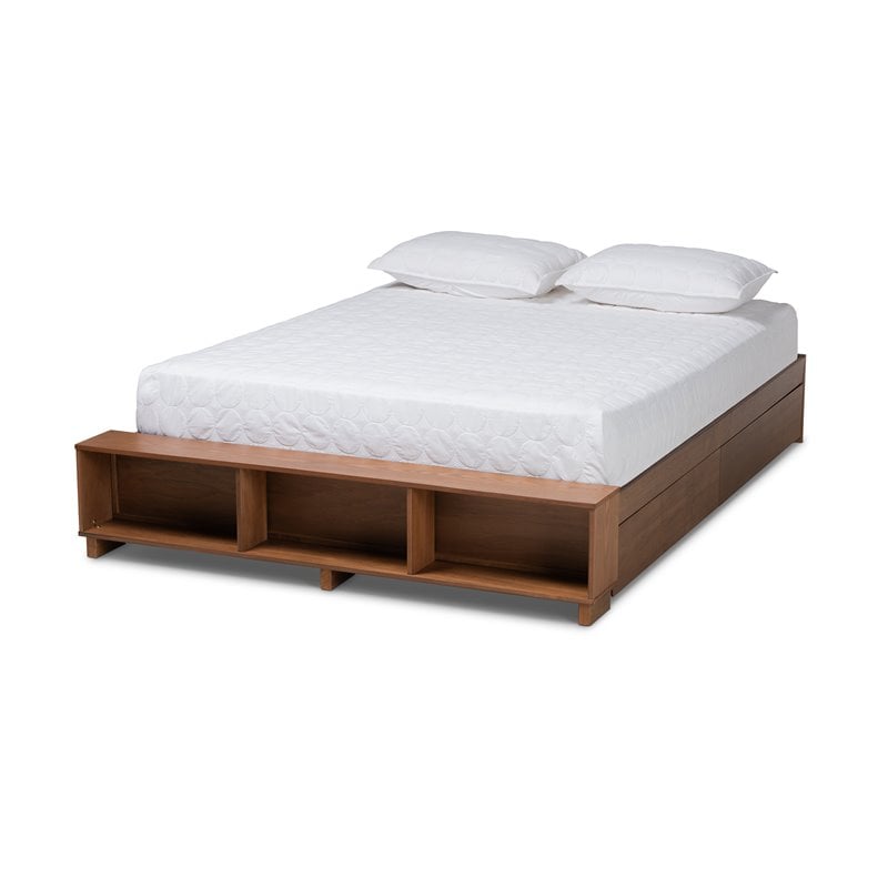 Baxton Studio Arthur Full Size Ash Walnut Brown Finished Wood Platform Bed