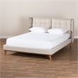 Baxton Studio Gretchen Queen Size Light Beige Upholstered Platform Wingback Bed
