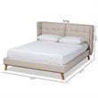 Baxton Studio Gretchen Queen Size Light Beige Upholstered Platform Wingback Bed