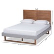 Baxton Studio Claudia Full Size Light Gray Upholstered Walnut Wood Platform Bed