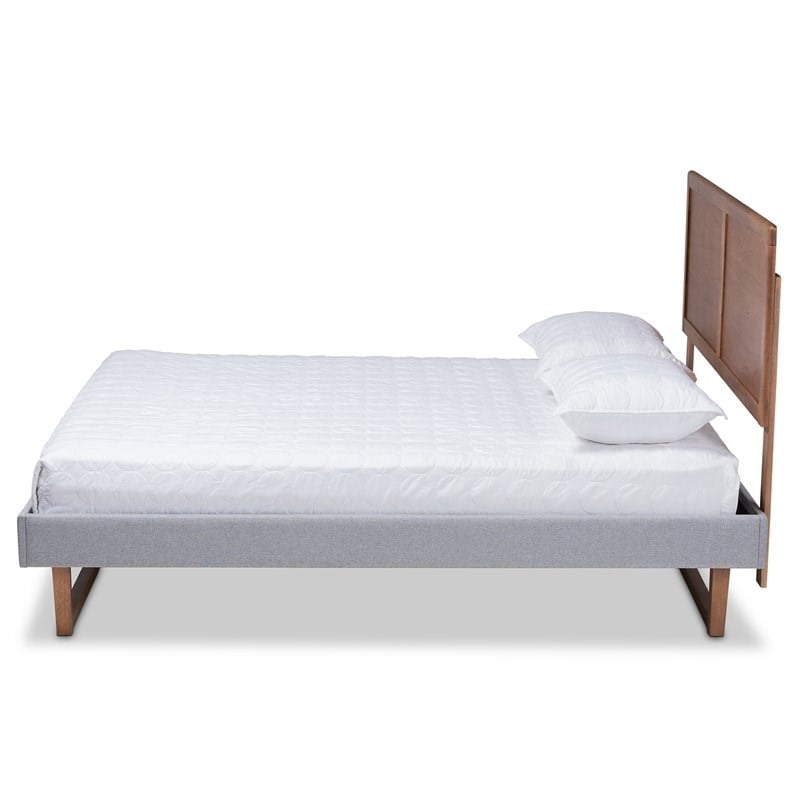 Baxton Studio Eloise Full Size Light Gray Upholstered Wood Platform Bed