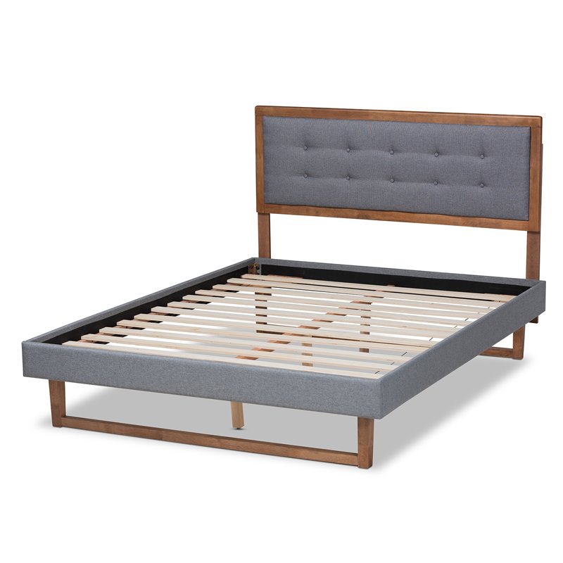 Baxton Studio Emele Full Size Dark Gray Upholstered Wood Platform Bed