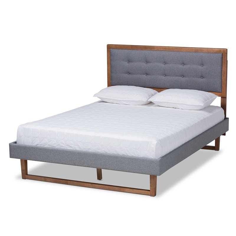 Baxton Studio Emele Queen Size Dark Gray Upholstered Wood Platform Bed