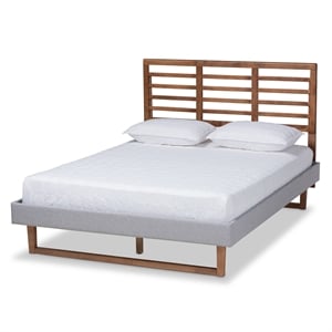 Baxton Studio Luciana Full Size Light Gray Upholstered Wood Platform Bed