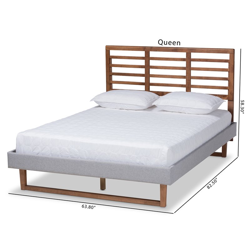 Baxton Studio Luciana King Size Light Gray Upholstered Wood Platform Bed