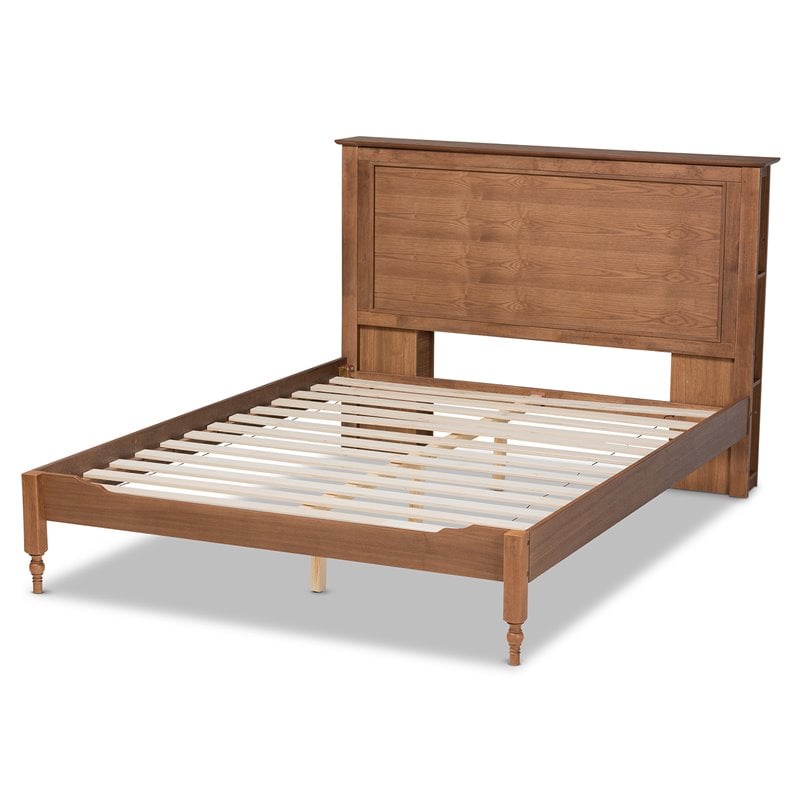 Baxton Studio Danielle Ash Walnut Finished Wood Queen Size Platform Storage Bed