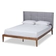 Baxton Studio Edmond Full Size Gray Upholstered Ash Walnut Finished Platform Bed