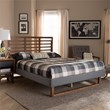 Baxton Studio Rina Queen Size Dark Gray Upholstered Ash Walnut Wood Platform Bed