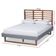 Baxton Studio Rina Queen Size Dark Gray Upholstered Ash Walnut Wood Platform Bed