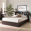 Baxton Studio Geoffrey Queen Size Dark Brown Finished Wood Platform Storage Bed