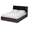 Baxton Studio Geoffrey Queen Size Dark Brown Finished Wood Platform Storage Bed