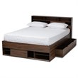 Baxton Studio Tristan Queen Size Walnut Wood 1-Drawer Wood Platform Storage Bed