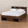Baxton Studio Tristan Queen Size Walnut Wood 1-Drawer Wood Platform Storage Bed