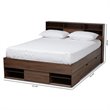 Baxton Studio Tristan Queen Size Walnut Wood 1-Drawer Wood Platform Storage Bed