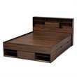 Baxton Studio Tristan Queen Size Walnut Wood 1-Drawer Wood Platform Storage Bed
