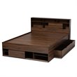 Baxton Studio Tristan Queen Size Walnut Wood 1-Drawer Wood Platform Storage Bed