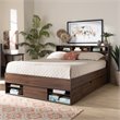 Baxton Studio Tristan Queen Size Walnut Wood 1-Drawer Wood Platform Storage Bed