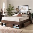 Baxton Studio Tristan Queen Size Walnut Wood 1-Drawer Wood Platform Storage Bed