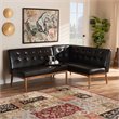 Baxton Studio Arvid Dark Brown Faux Leather 2-Piece Wood Dining Sofa Bench
