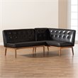 Baxton Studio Arvid Dark Brown Faux Leather 2-Piece Wood Dining Sofa Bench