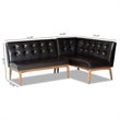 Baxton Studio Arvid Dark Brown Faux Leather 2-Piece Wood Dining Sofa Bench