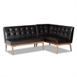 Baxton Studio Arvid Dark Brown Faux Leather 2-Piece Wood Dining Sofa Bench