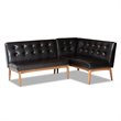 Baxton Studio Arvid Dark Brown Faux Leather 2-Piece Wood Dining Sofa Bench