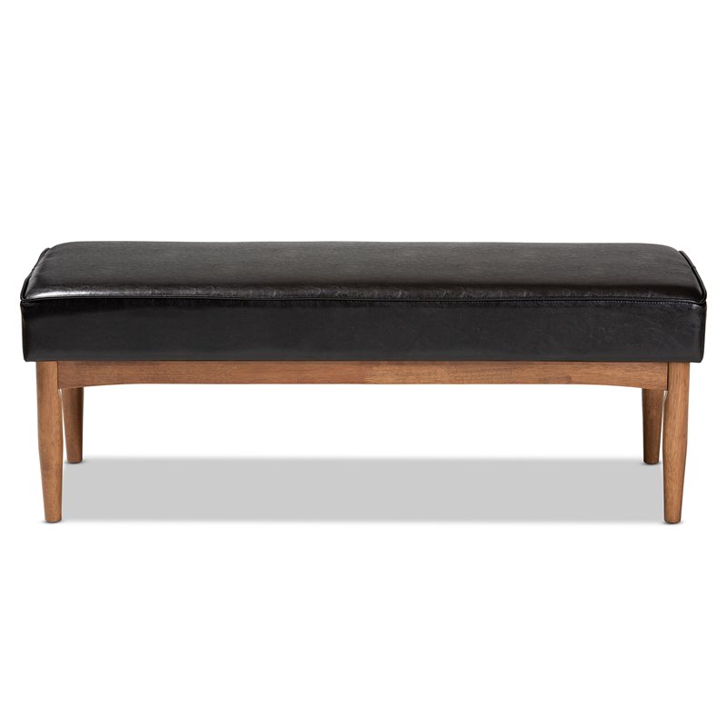 Baxton Studio Arvid Dark Brown Faux Leather Upholstered Wood Dining Bench