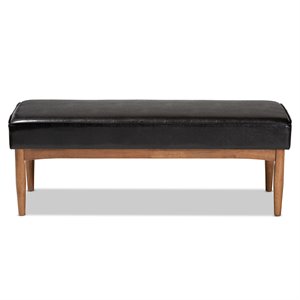 Baxton Studio Arvid Dark Brown Faux Leather Upholstered Wood Dining Bench
