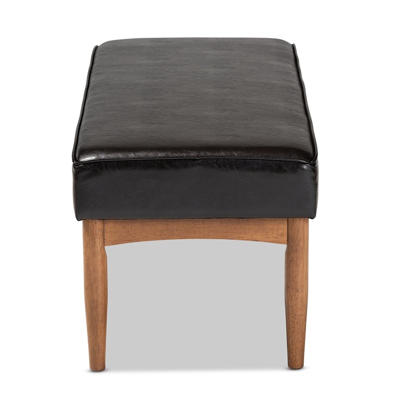 Baxton Studio Arvid Dark Brown Faux Leather Upholstered Wood Dining Bench