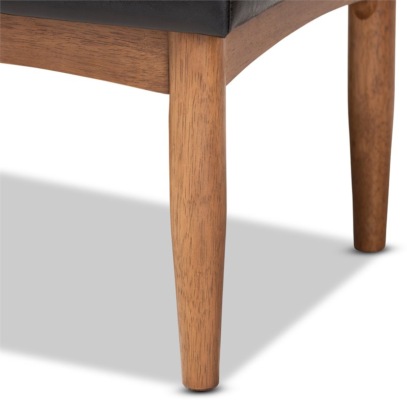 Baxton Studio Arvid Dark Brown Faux Leather Upholstered Wood Dining Bench