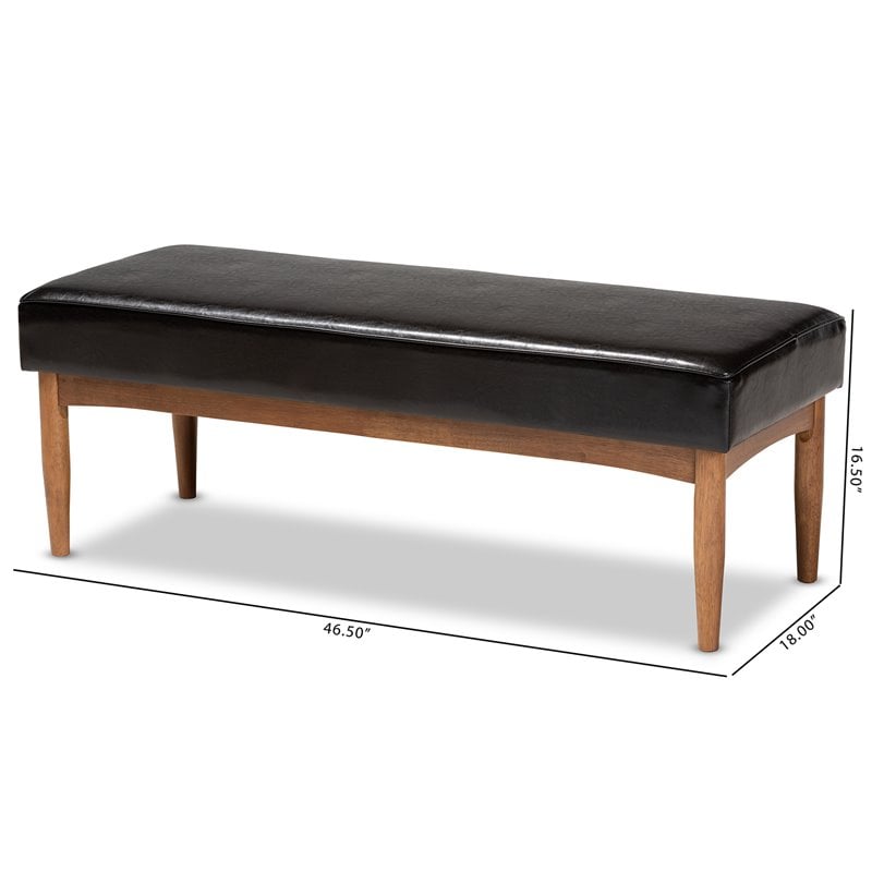 Baxton Studio Arvid Dark Brown Faux Leather Upholstered Wood Dining Bench