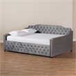 Baxton Studio Freda Gray Velvet Button Tufted Full Size Wood Daybed