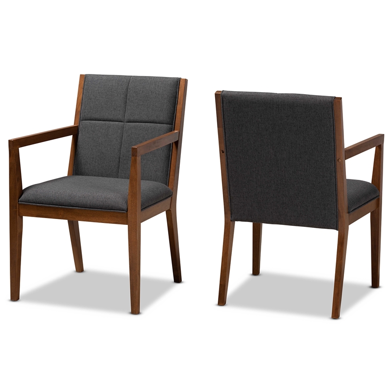 Baxton Studio Theresa Dark Gray Upholstered Wood Accent Chair (Set of 2)