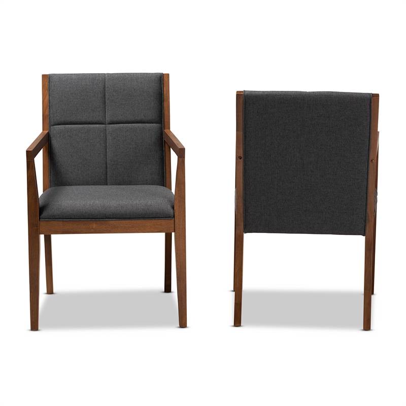 Baxton Studio Theresa Dark Gray Upholstered Wood Accent Chair (Set of 2)