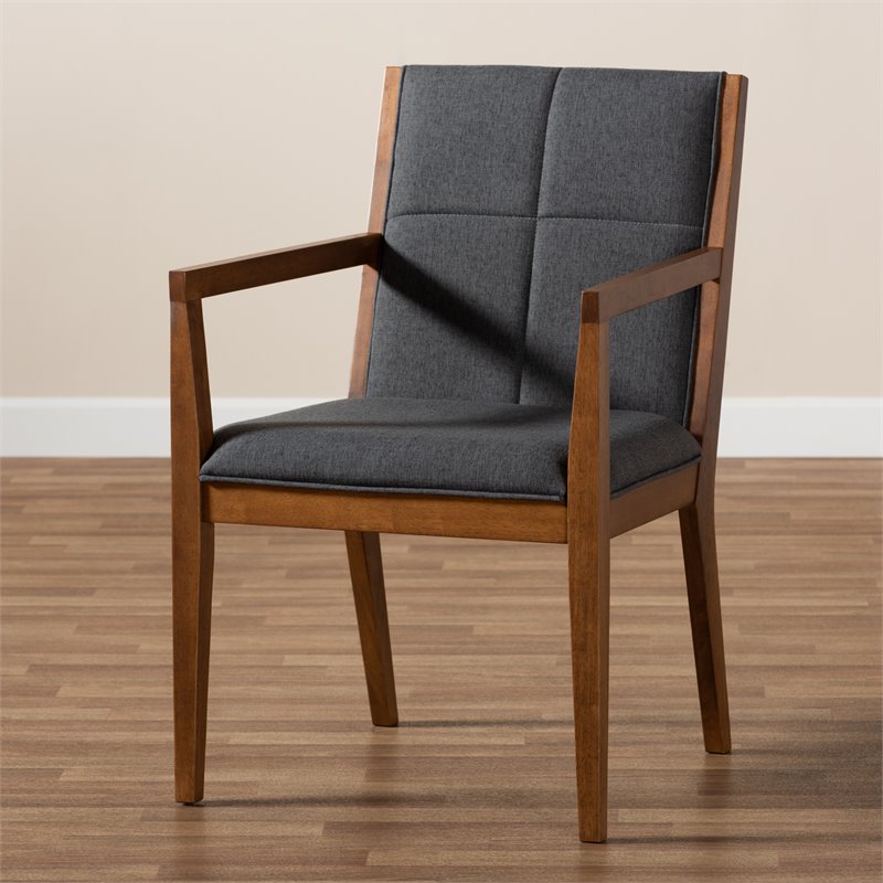 Baxton Studio Theresa Dark Gray Upholstered Wood Accent Chair (Set of 2)