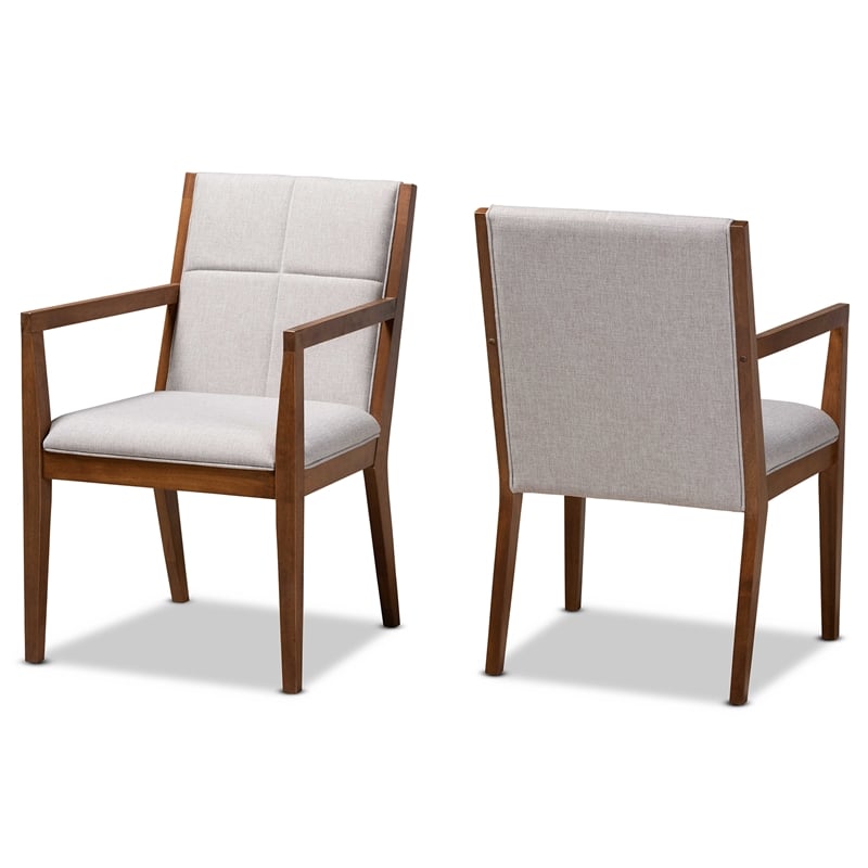 Baxton Studio Theresa Grayish Beige Upholstered Wood Accent Chair (Set of 2)