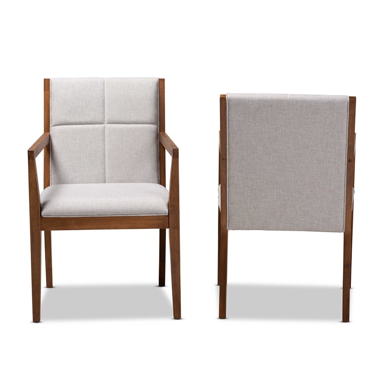 Baxton Studio Theresa Grayish Beige Upholstered Wood Accent Chair (Set of 2)
