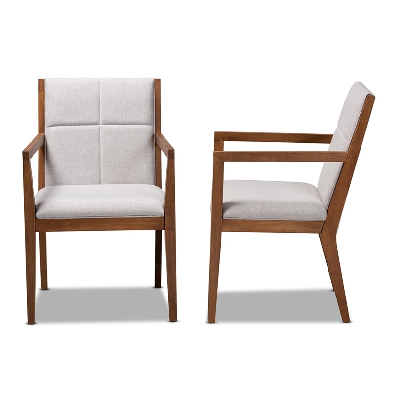Baxton Studio Theresa Grayish Beige Upholstered Wood Accent Chair (Set of 2)