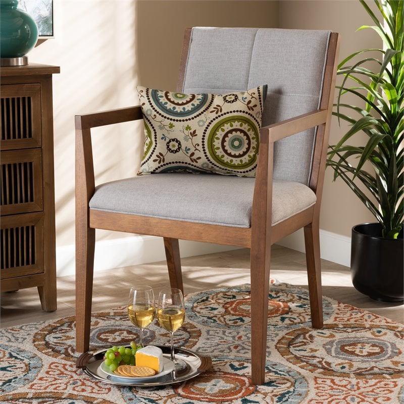 Baxton Studio Theresa Grayish Beige Upholstered Wood Accent Chair (Set of 2)