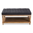 Baxton Studio Lindsey Charcoal Linen Upholstered Graywashed Cocktail Ottoman