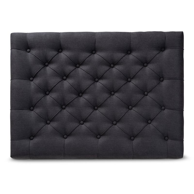 Baxton Studio Lindsey Charcoal Linen Upholstered Graywashed Cocktail Ottoman