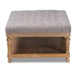Baxton Studio Lindsey Gray Linen Upholstered Graywashed Wood Cocktail Ottoman