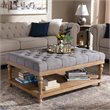 Baxton Studio Lindsey Gray Linen Upholstered Graywashed Wood Cocktail Ottoman