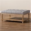 Baxton Studio Lindsey Gray Linen Upholstered Graywashed Wood Cocktail Ottoman