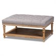 Baxton Studio Lindsey Gray Linen Upholstered Graywashed Wood Cocktail Ottoman