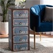 Baxton Studio Alba Blue Finished Wood 5-Drawer Accent Storage Chest