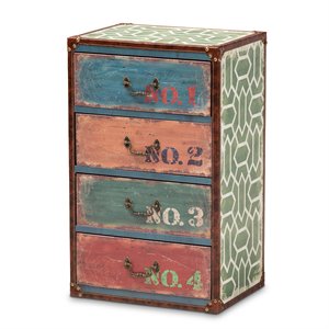 Baxton Studio Amandine Multicolor Finished Wood 4-Drawer Accent Storage Chest